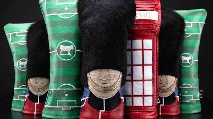 Domie's British Open-themed headcovers.